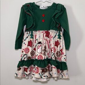 Green and White Kids Casual Dress